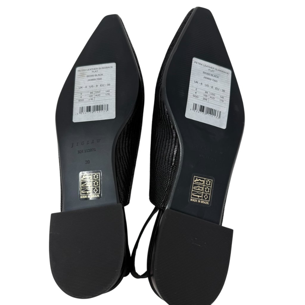 Nwt Jigsaw Petra Leather Slingback Flat Black 39 — image 6 of 7